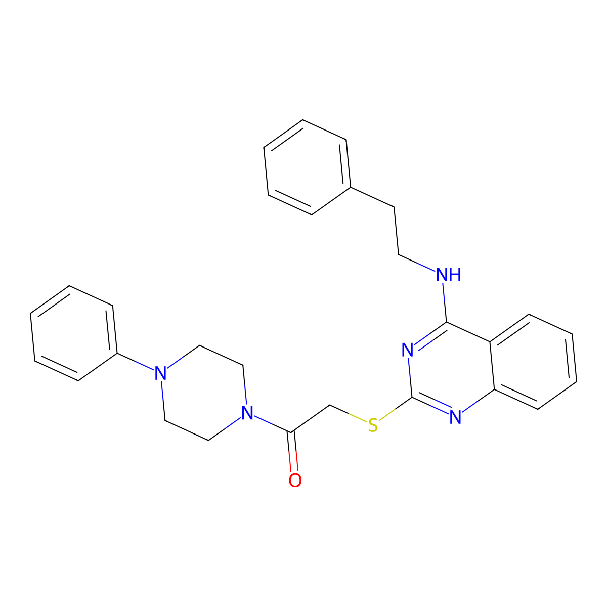 2-({4-[(2-Phenylethyl)amino]quinazolin-2-yl}sulfanyl)-1-(4-phenylpiperazin-1-yl)ethan-1-one molecular structure, CAS 422532-47-6