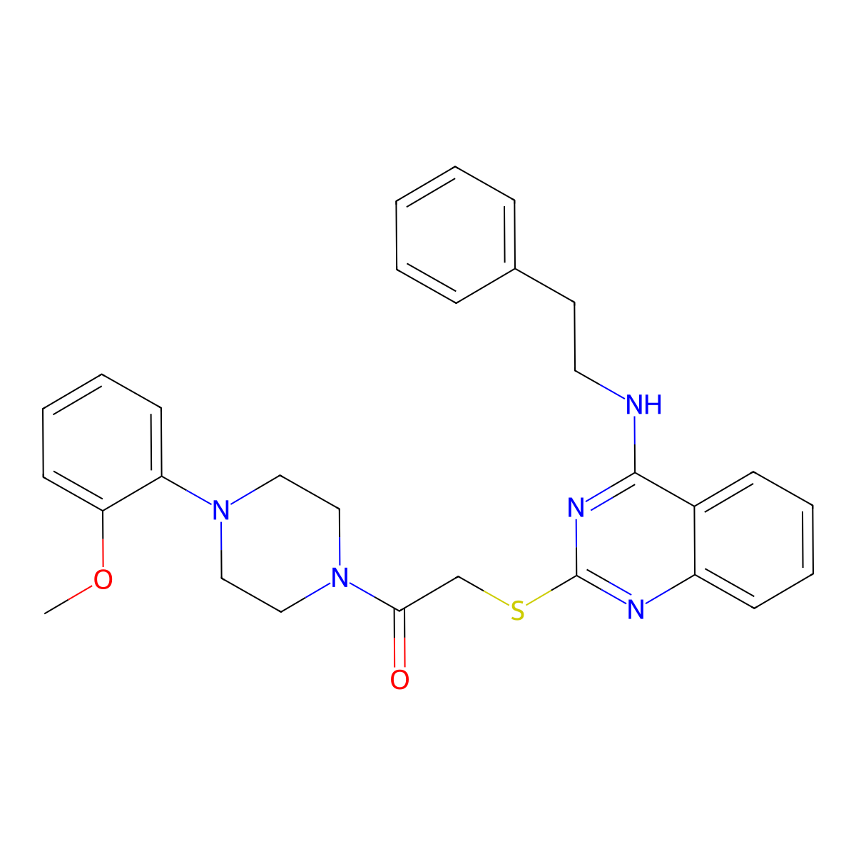 1-[4-(2-Methoxyphenyl)piperazin-1-yl]-2-({4-[(2-phenylethyl)amino]quinazolin-2-yl}sulfanyl)ethan-1-one molecular structure, CAS 422532-48-7