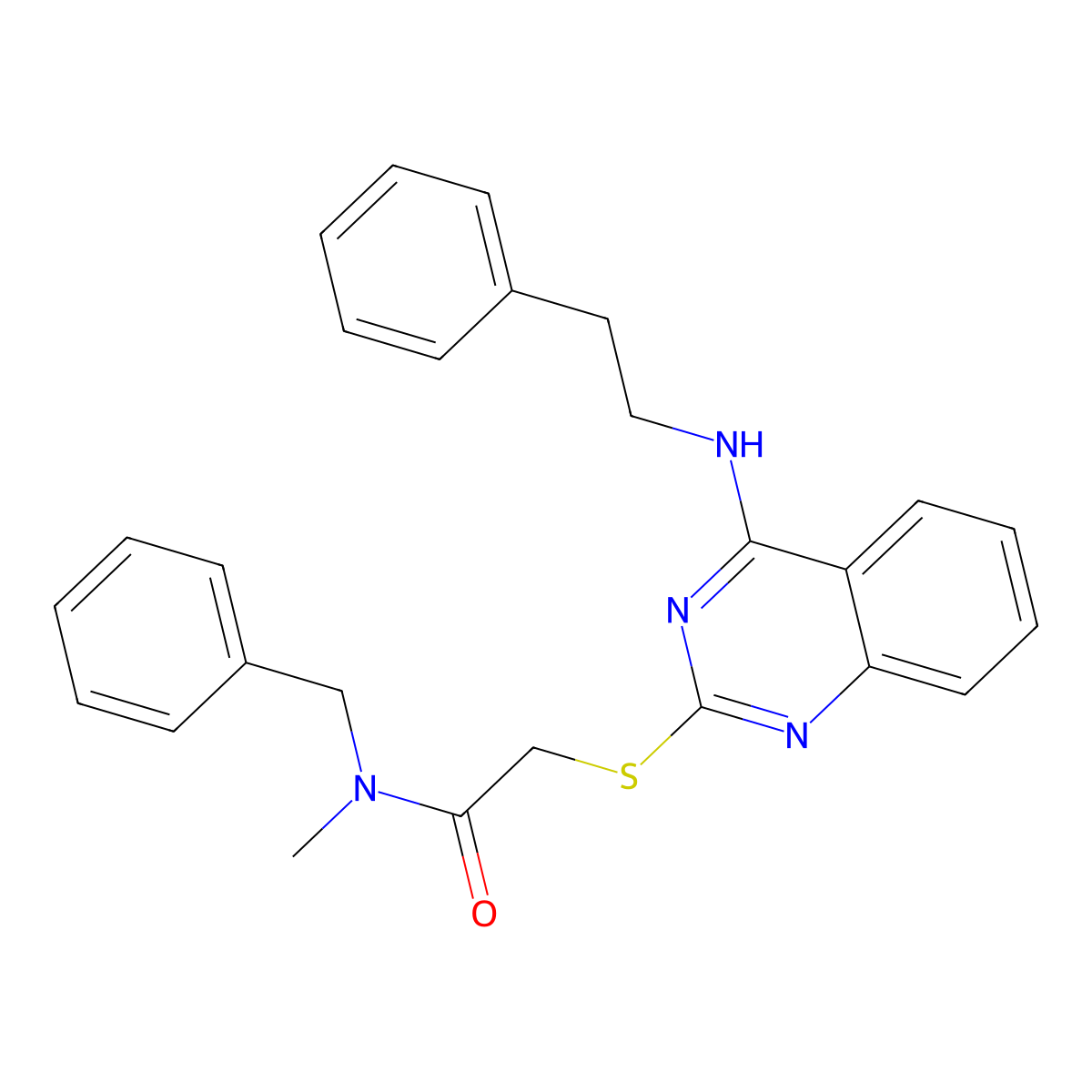 N-benzyl-N-methyl-2-((4-(phenethylamino)quinazolin-2-yl)thio)acetamide molecular structure, CAS 422532-55-6