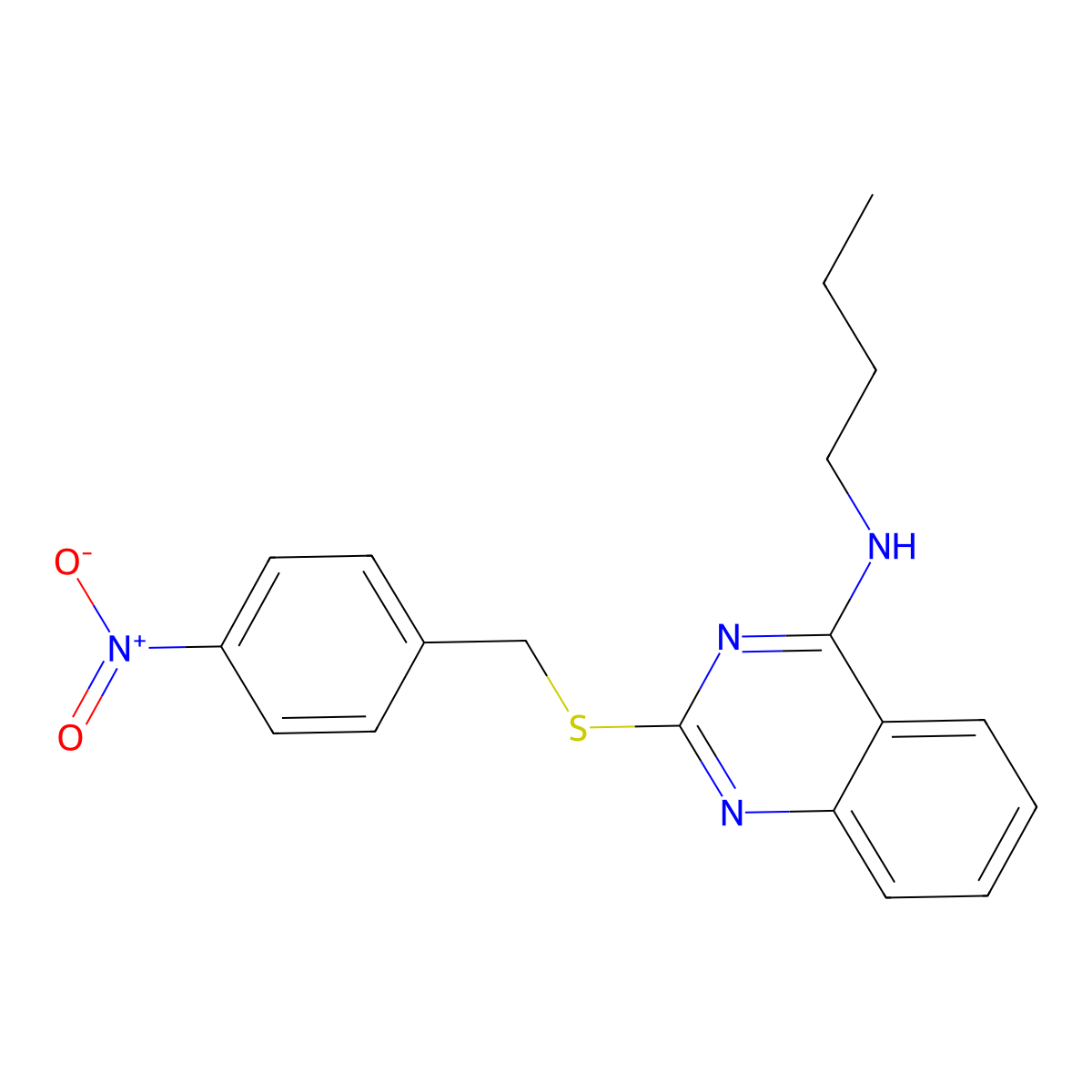 N-butyl-2-[(4-nitrophenyl)methylsulfanyl]quinazolin-4-amine molecular structure, CAS 422532-61-4