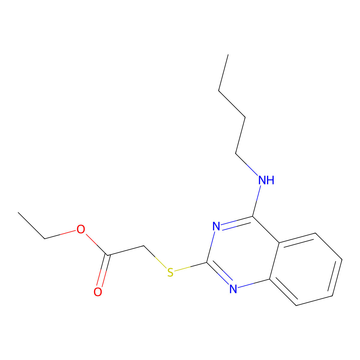 Ethyl 2-((4-(butylamino)quinazolin-2-yl)thio)acetate molecular structure, CAS 422532-65-8