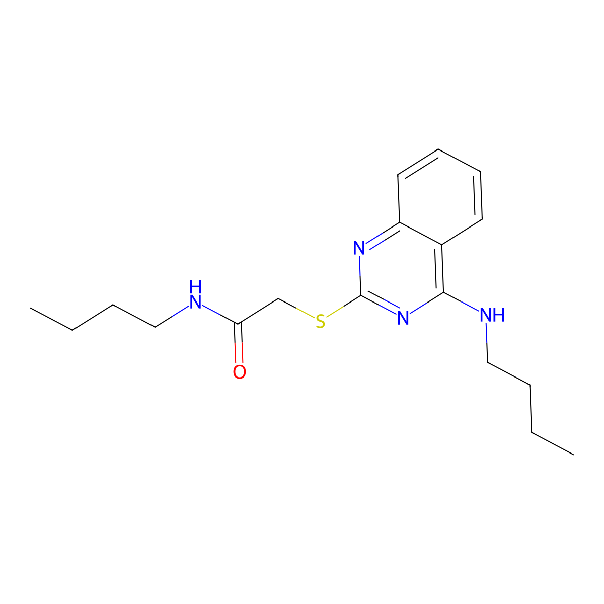 N-butyl-2-[4-(butylamino)quinazolin-2-yl]sulfanylacetamide molecular structure, CAS 422532-66-9