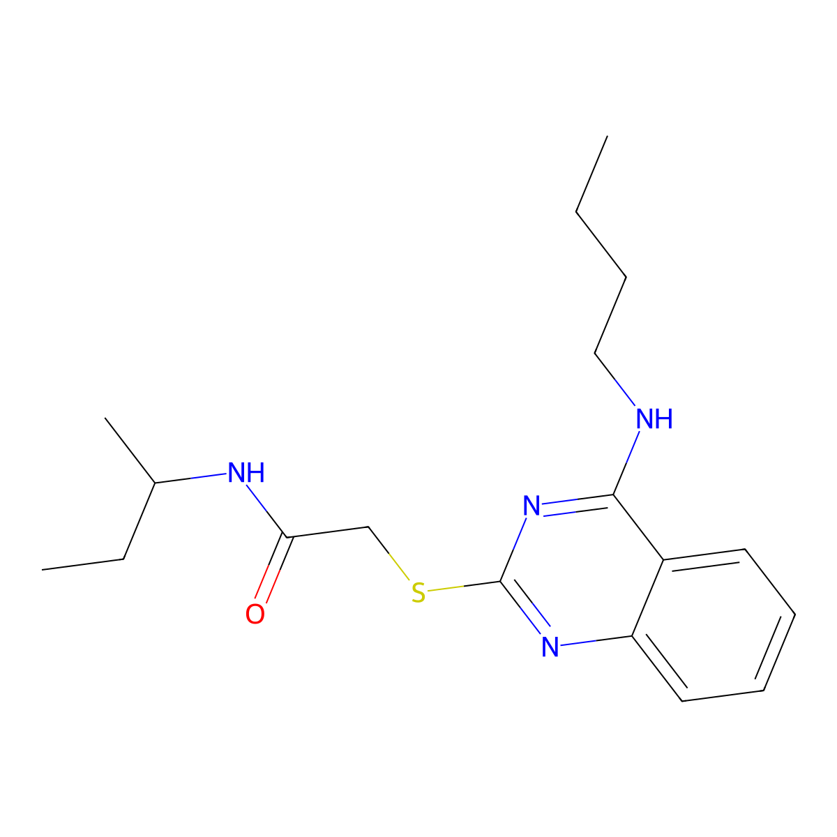 N-(sec-butyl)-2-((4-(butylamino)quinazolin-2-yl)thio)acetamide molecular structure, CAS 422532-69-2