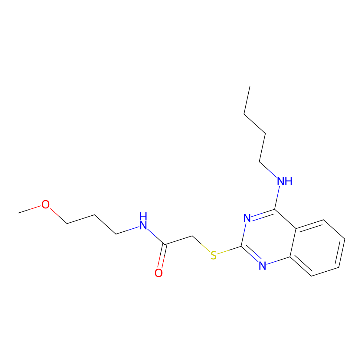 2-[4-(butylamino)quinazolin-2-yl]sulfanyl-N-(3-methoxypropyl)acetamide molecular structure, CAS 422532-70-5
