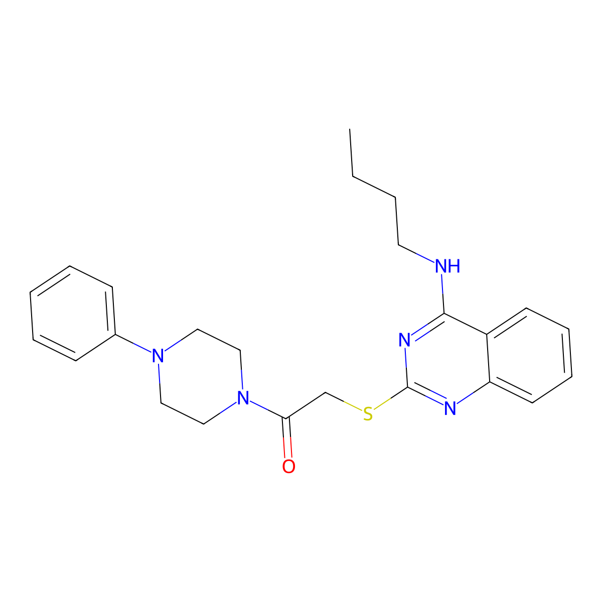 2-[4-(Butylamino)quinazolin-2-yl]sulfanyl-1-(4-phenylpiperazin-1-yl)ethanone molecular structure, CAS 422532-73-8