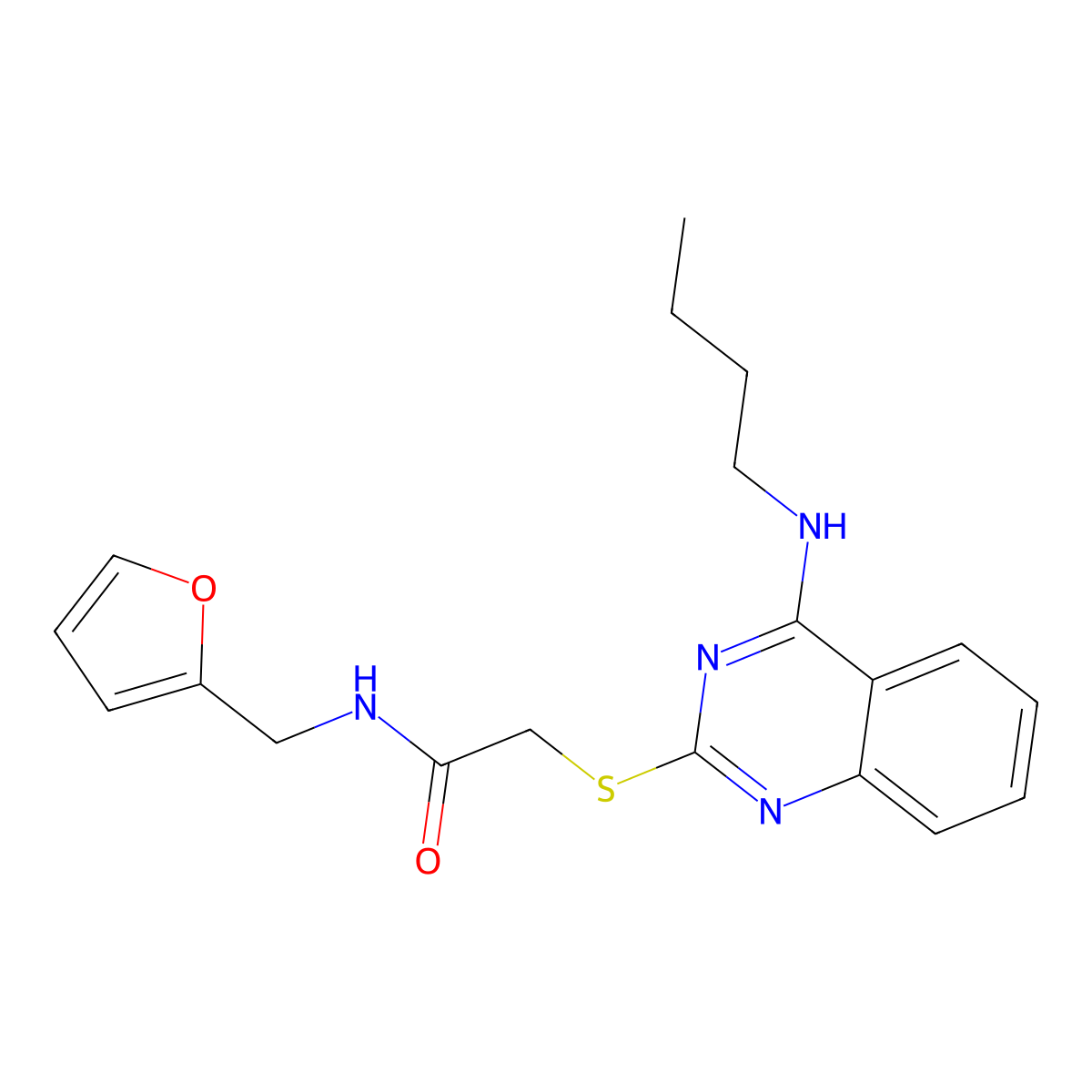 2-[4-(butylamino)quinazolin-2-yl]sulfanyl-N-(furan-2-ylmethyl)acetamide molecular structure, CAS 422532-75-0