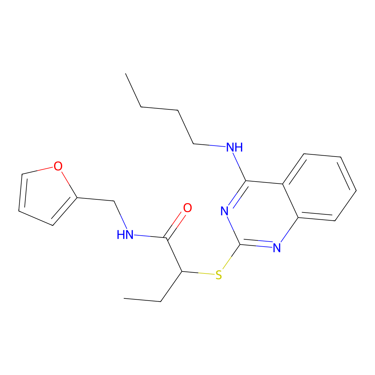 2-[4-(butylamino)quinazolin-2-yl]sulfanyl-N-(furan-2-ylmethyl)butanamide molecular structure, CAS 422532-76-1