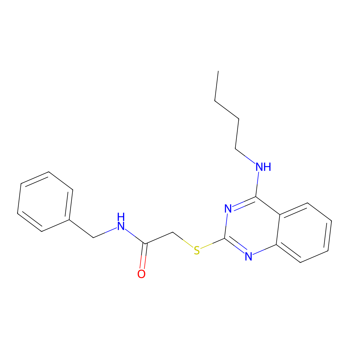 N-benzyl-2-((4-(butylamino)quinazolin-2-yl)thio)acetamide molecular structure, CAS 422532-83-0