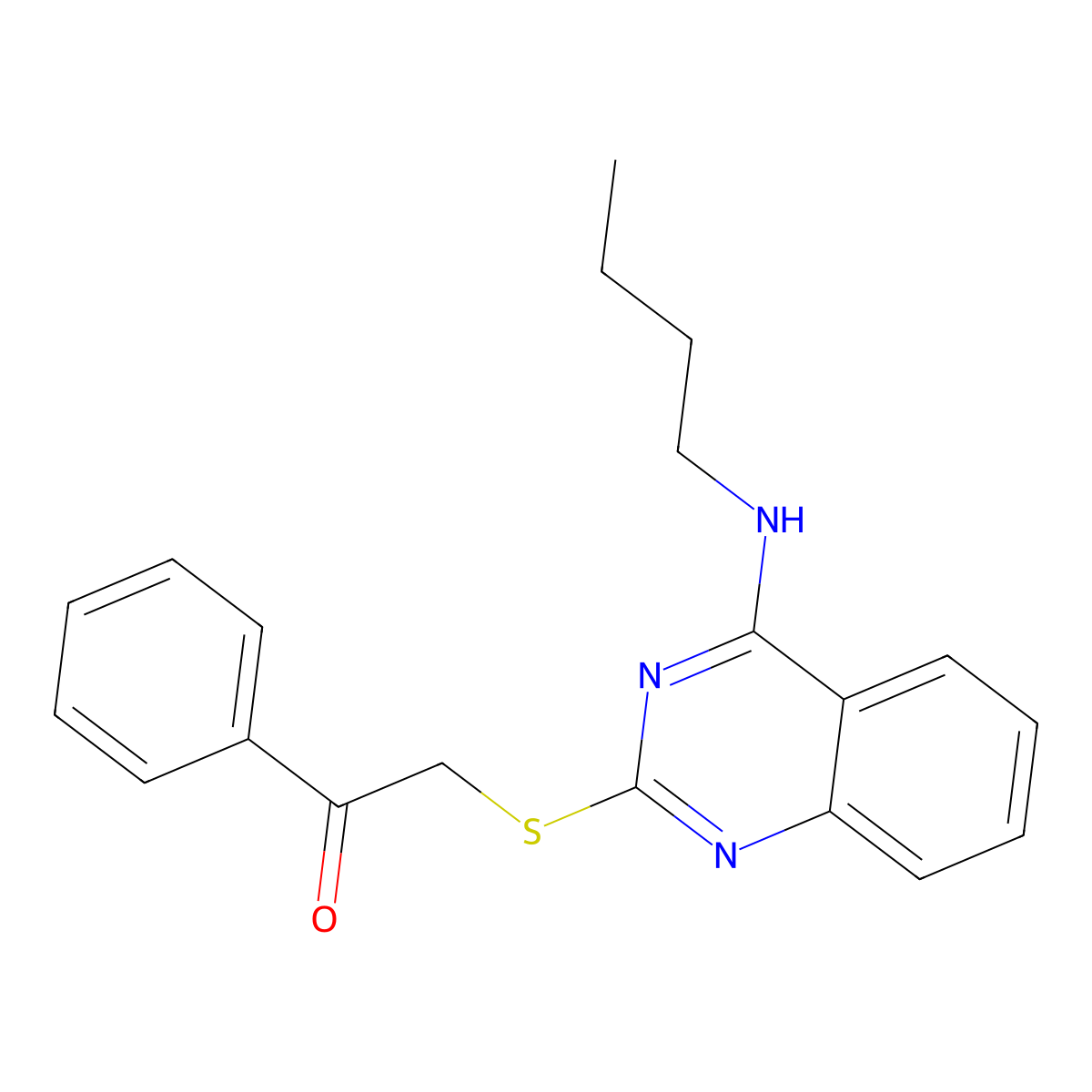2-[4-(Butylamino)quinazolin-2-yl]sulfanyl-1-phenylethanone molecular structure, CAS 422532-87-4