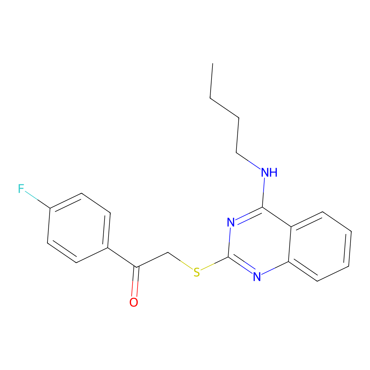 2-[4-(Butylamino)quinazolin-2-yl]sulfanyl-1-(4-fluorophenyl)ethanone molecular structure, CAS 422532-88-5