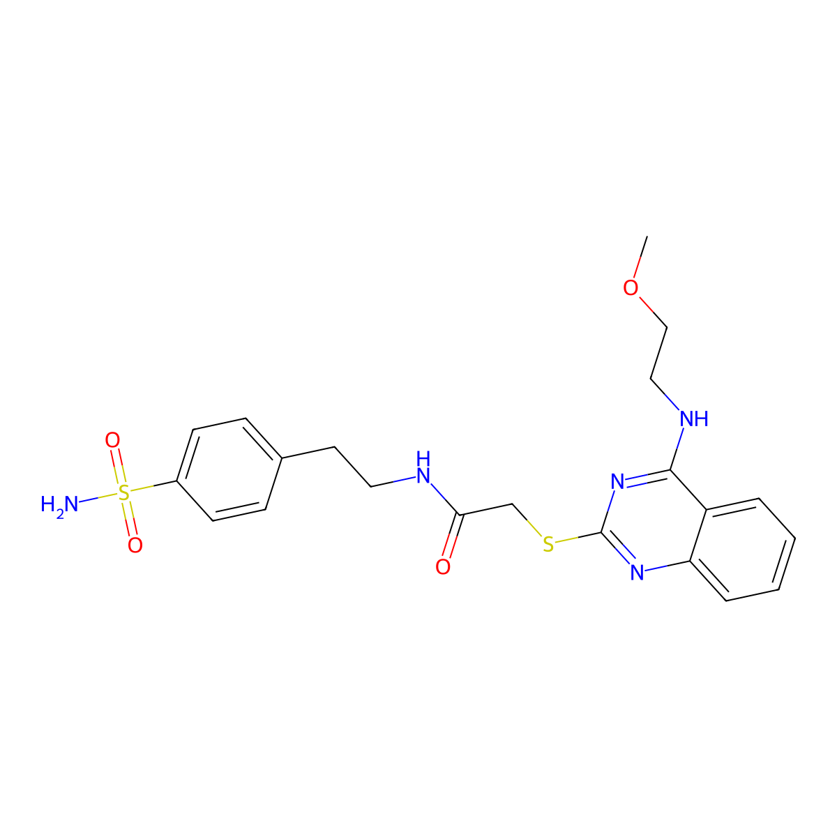 2-[4-(2-methoxyethylamino)quinazolin-2-yl]sulfanyl-N-[2-(4-sulfamoylphenyl)ethyl]acetamide molecular structure, CAS 422533-16-2