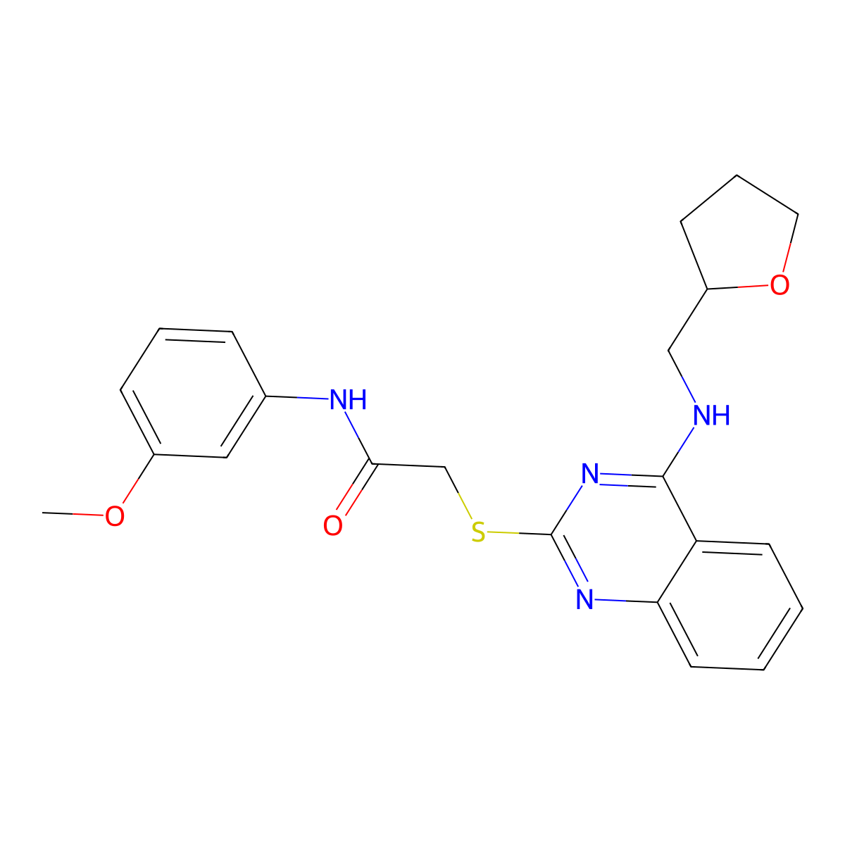 N-(3-methoxyphenyl)-2-[4-(oxolan-2-ylmethylamino)quinazolin-2-yl]sulfanylacetamide molecular structure, CAS 422533-29-7