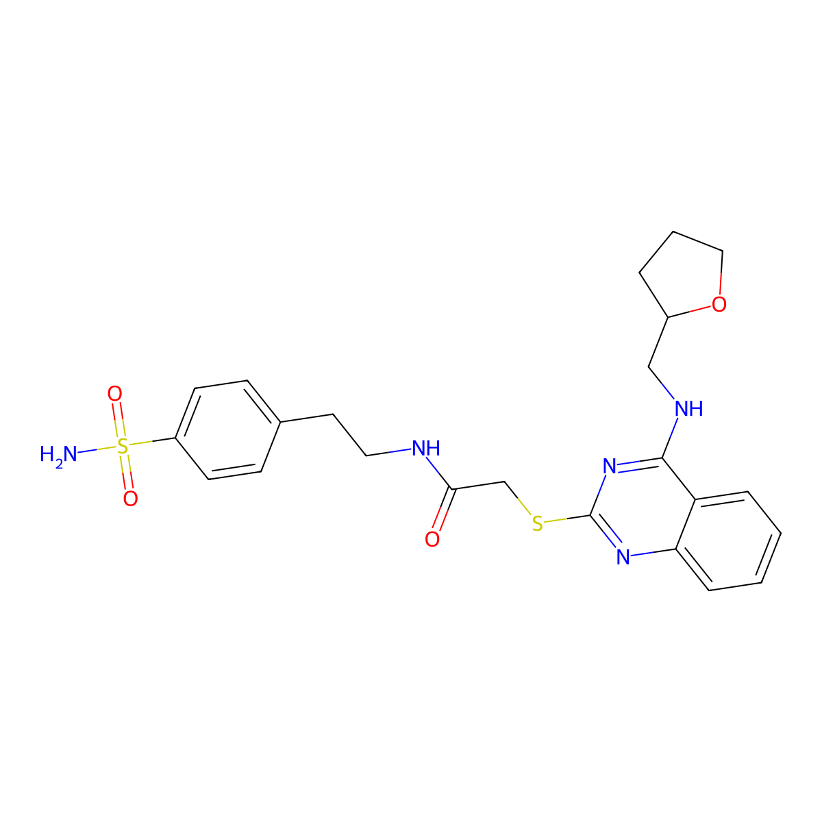 2-[4-(oxolan-2-ylmethylamino)quinazolin-2-yl]sulfanyl-N-[2-(4-sulfamoylphenyl)ethyl]acetamide molecular structure, CAS 422533-30-0