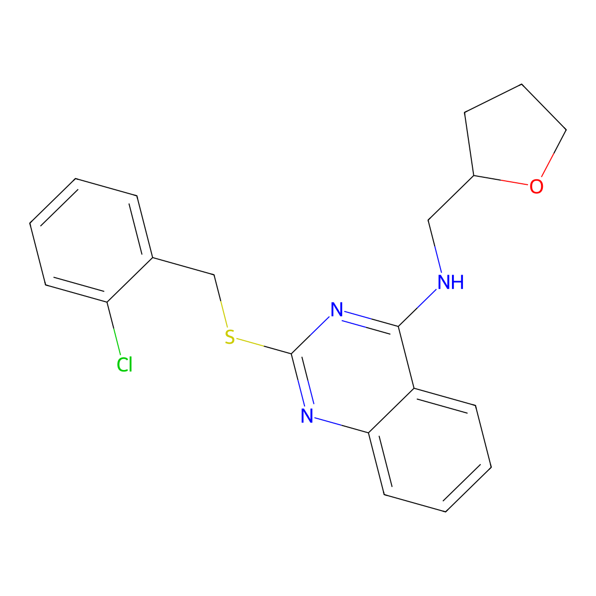 2-[(2-chlorophenyl)methylsulfanyl]-N-(oxolan-2-ylmethyl)quinazolin-4-amine molecular structure, CAS 422533-39-9
