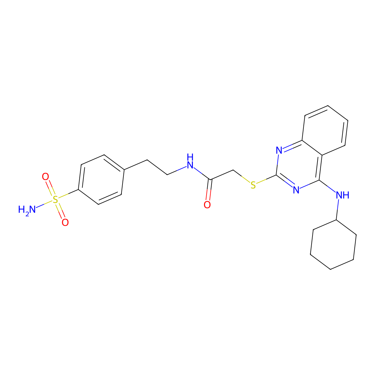 2-((4-(cyclohexylamino)quinazolin-2-yl)thio)-N-(4-sulfamoylphenethyl)acetamide molecular structure, CAS 422533-46-8