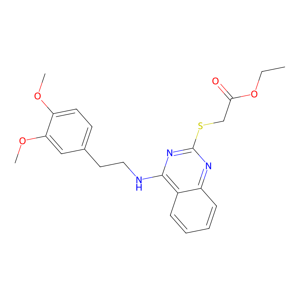Ethyl 2-((4-((3,4-dimethoxyphenethyl)amino)quinazolin-2-yl)thio)acetate molecular structure, CAS 422533-58-2