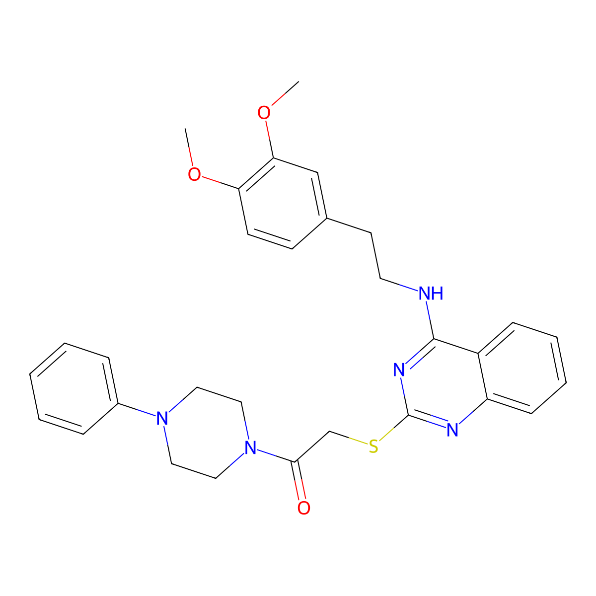 2-[(4-{[2-(3,4-Dimethoxyphenyl)ethyl]amino}quinazolin-2-yl)sulfanyl]-1-(4-phenylpiperazin-1-yl)ethan-1-one molecular structure, CAS 422533-67-3
