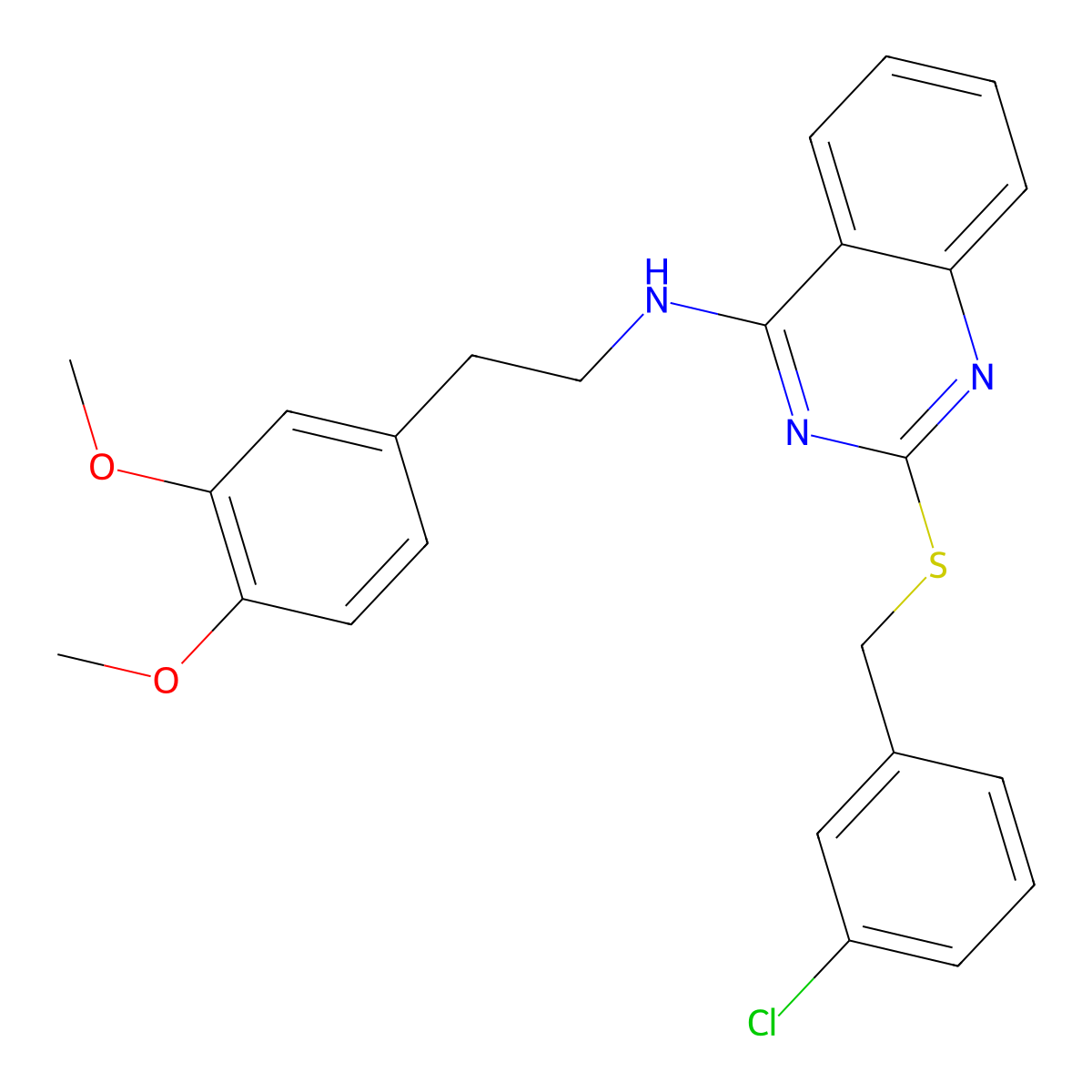 2-[(3-chlorophenyl)methylsulfanyl]-N-[2-(3,4-dimethoxyphenyl)ethyl]quinazolin-4-amine molecular structure, CAS 422533-73-1