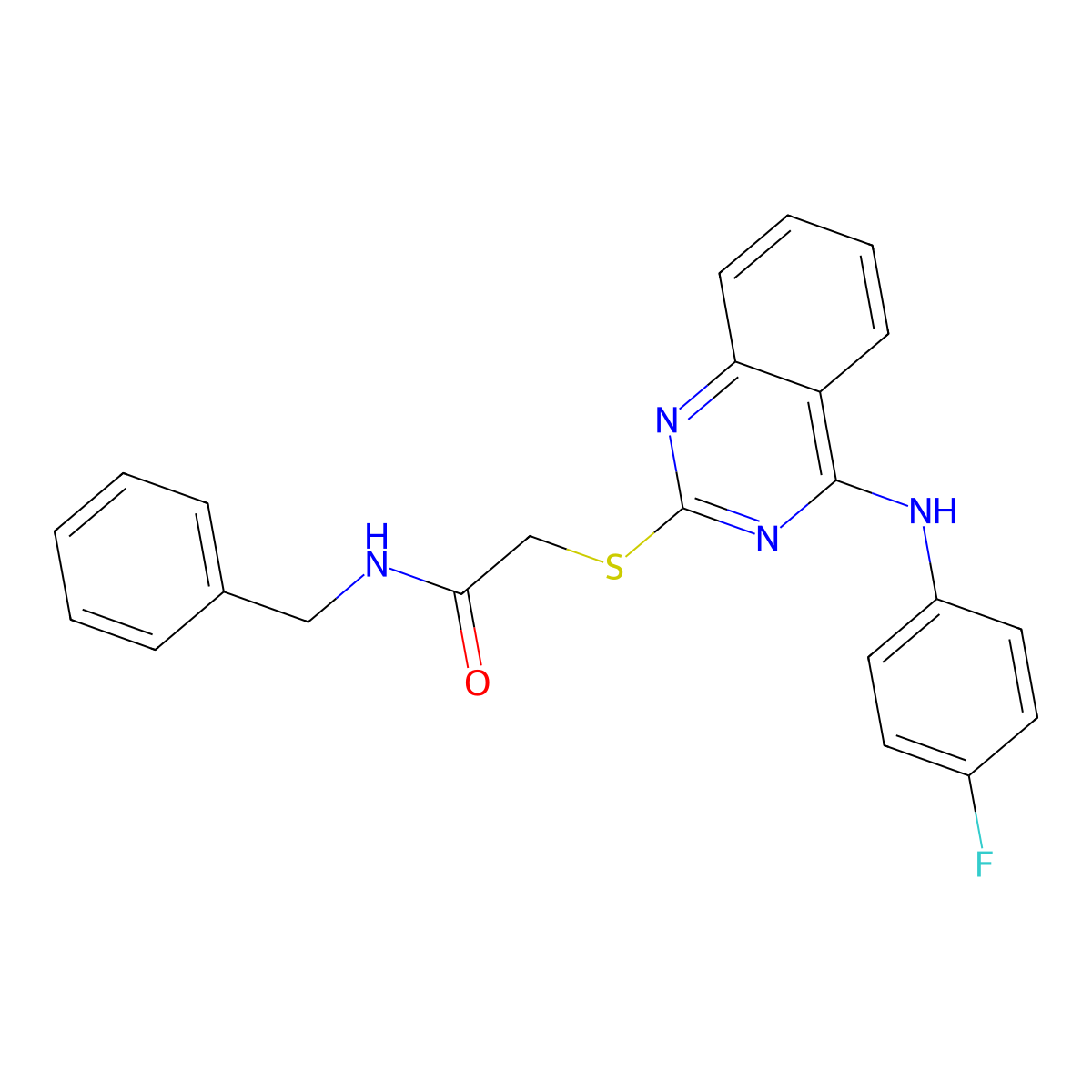 N-benzyl-2-[4-(4-fluoroanilino)quinazolin-2-yl]sulfanylacetamide molecular structure, CAS 422533-75-3