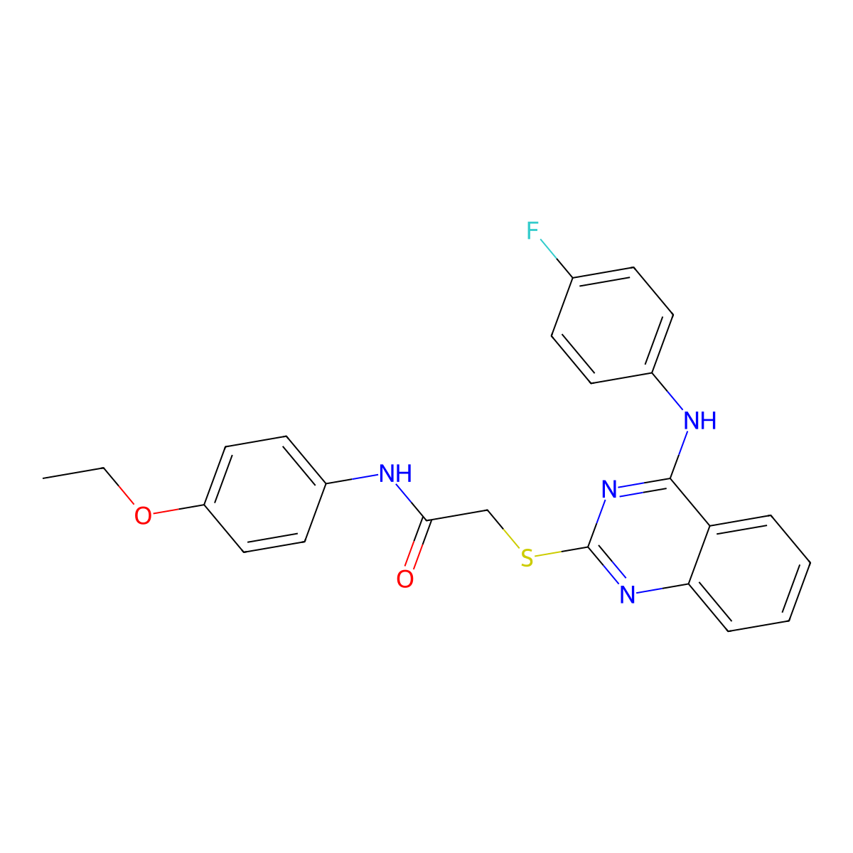 N-(4-ethoxyphenyl)-2-[4-(4-fluoroanilino)quinazolin-2-yl]sulfanylacetamide molecular structure, CAS 422533-77-5