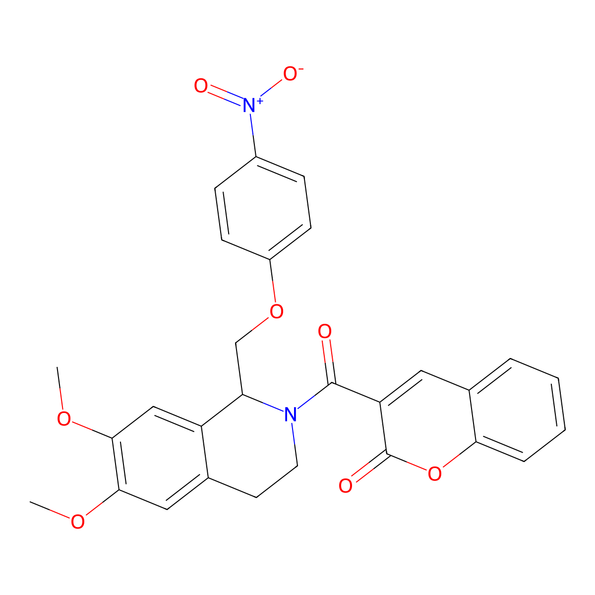3-[6,7-dimethoxy-1-[(4-nitrophenoxy)methyl]-3,4-dihydro-1H-isoquinoline-2-carbonyl]chromen-2-one molecular structure, CAS 422534-00-7