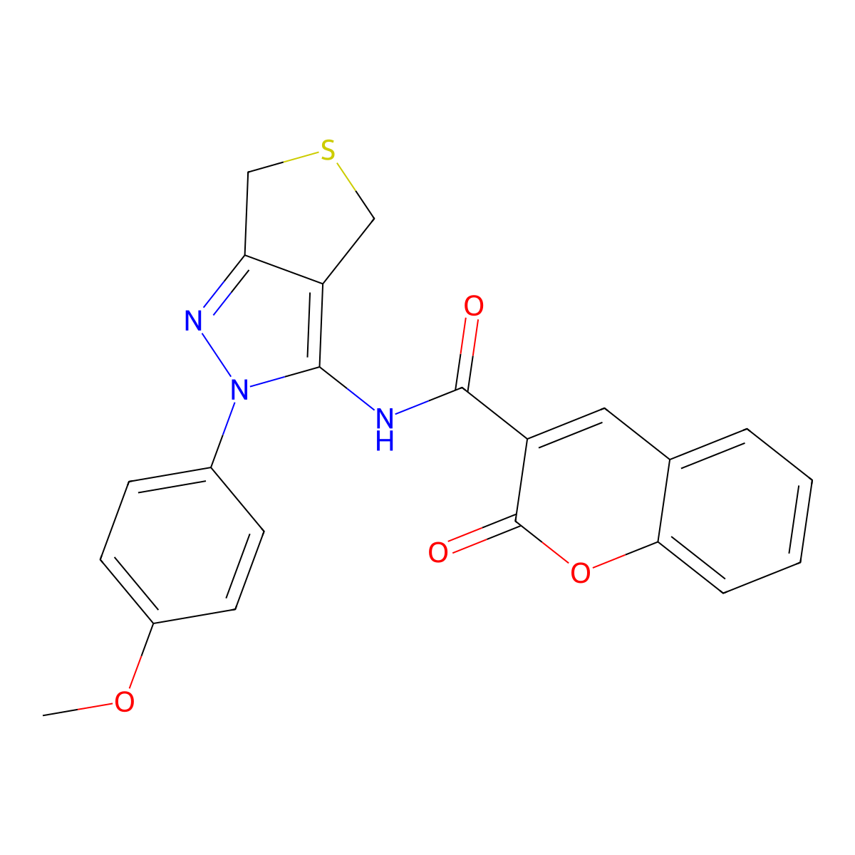 N-[2-(4-methoxyphenyl)-4,6-dihydrothieno[3,4-c]pyrazol-3-yl]-2-oxochromene-3-carboxamide molecular structure, CAS 422534-02-9