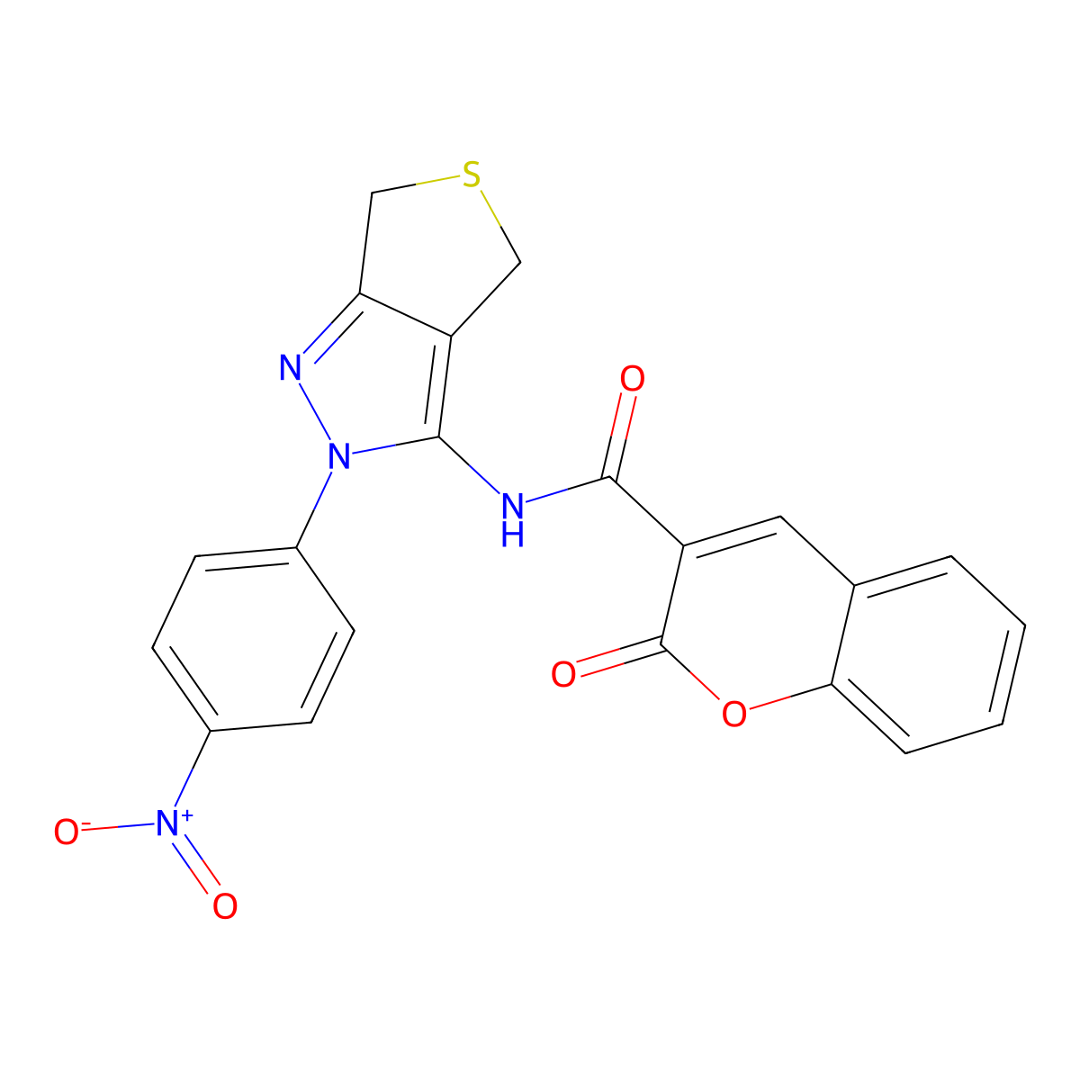N-[2-(4-nitrophenyl)-4,6-dihydrothieno[3,4-c]pyrazol-3-yl]-2-oxochromene-3-carboxamide molecular structure, CAS 422534-05-2