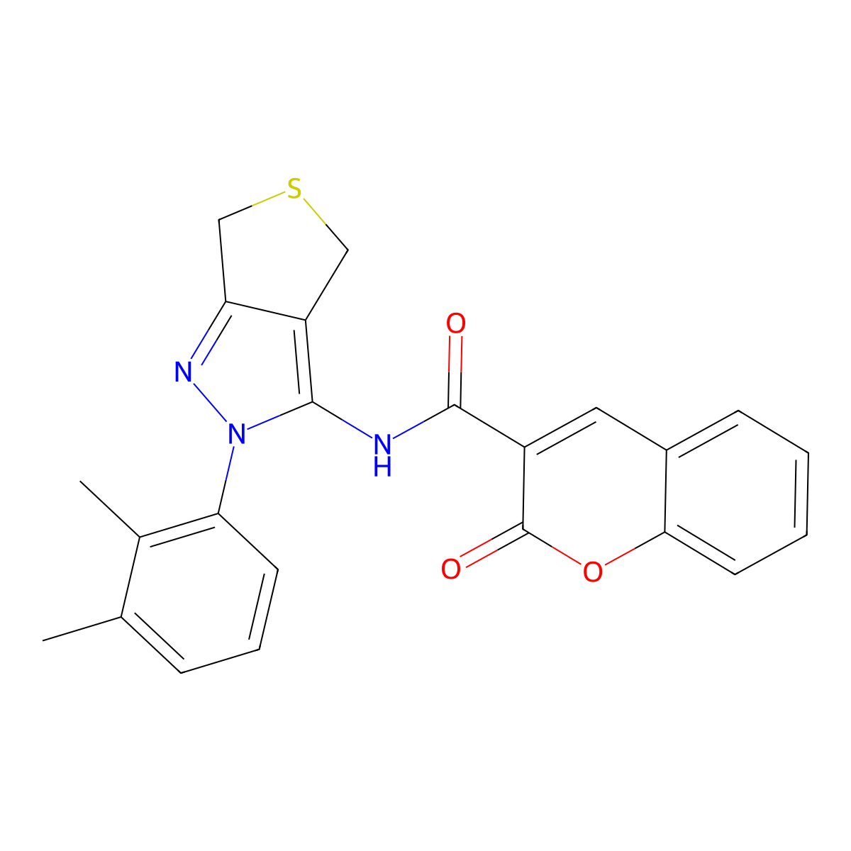N-[2-(2,3-dimethylphenyl)-4,6-dihydrothieno[3,4-c]pyrazol-3-yl]-2-oxochromene-3-carboxamide molecular structure, CAS 422534-08-5