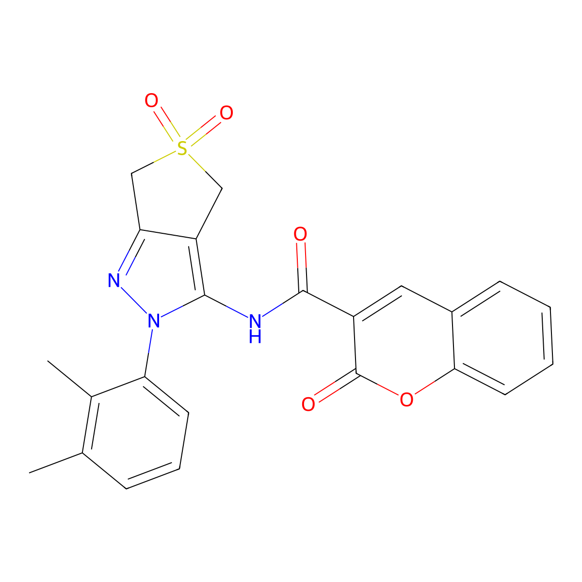 N-(2-(2,3-dimethylphenyl)-5,5-dioxido-4,6-dihydro-2H-thieno[3,4-c]pyrazol-3-yl)-2-oxo-2H-chromene-3-carboxamide molecular structure, CAS 422534-16-5