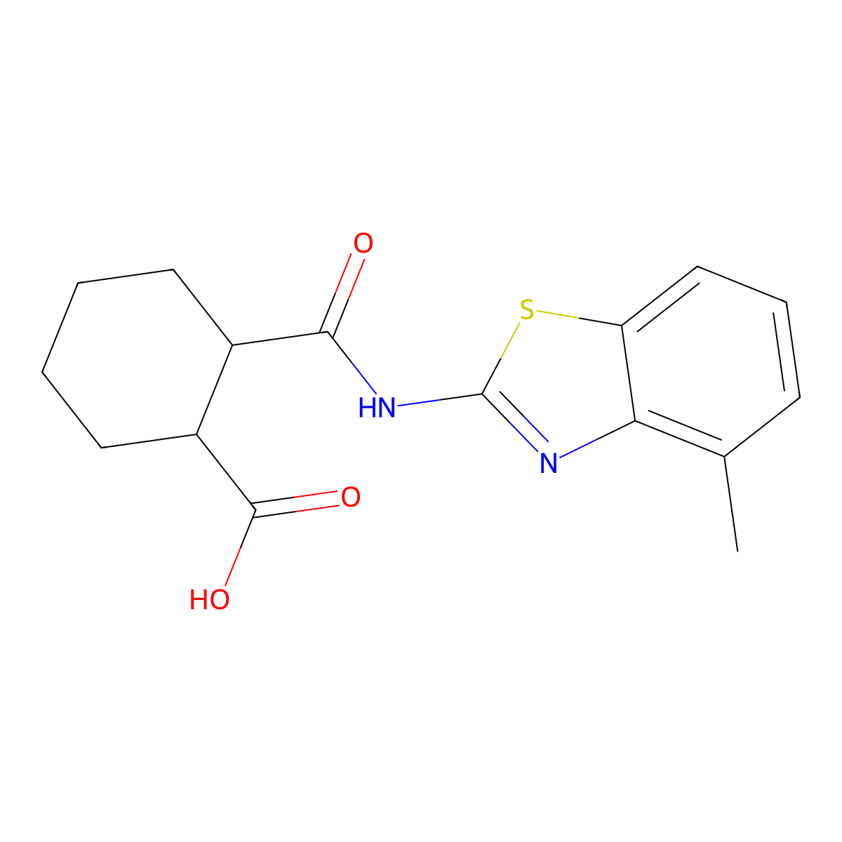 2-{[(4-Methyl-1,3-benzothiazol-2-yl)amino]carbonyl}cyclohexanecarboxylic acid molecular structure, CAS 422534-17-6