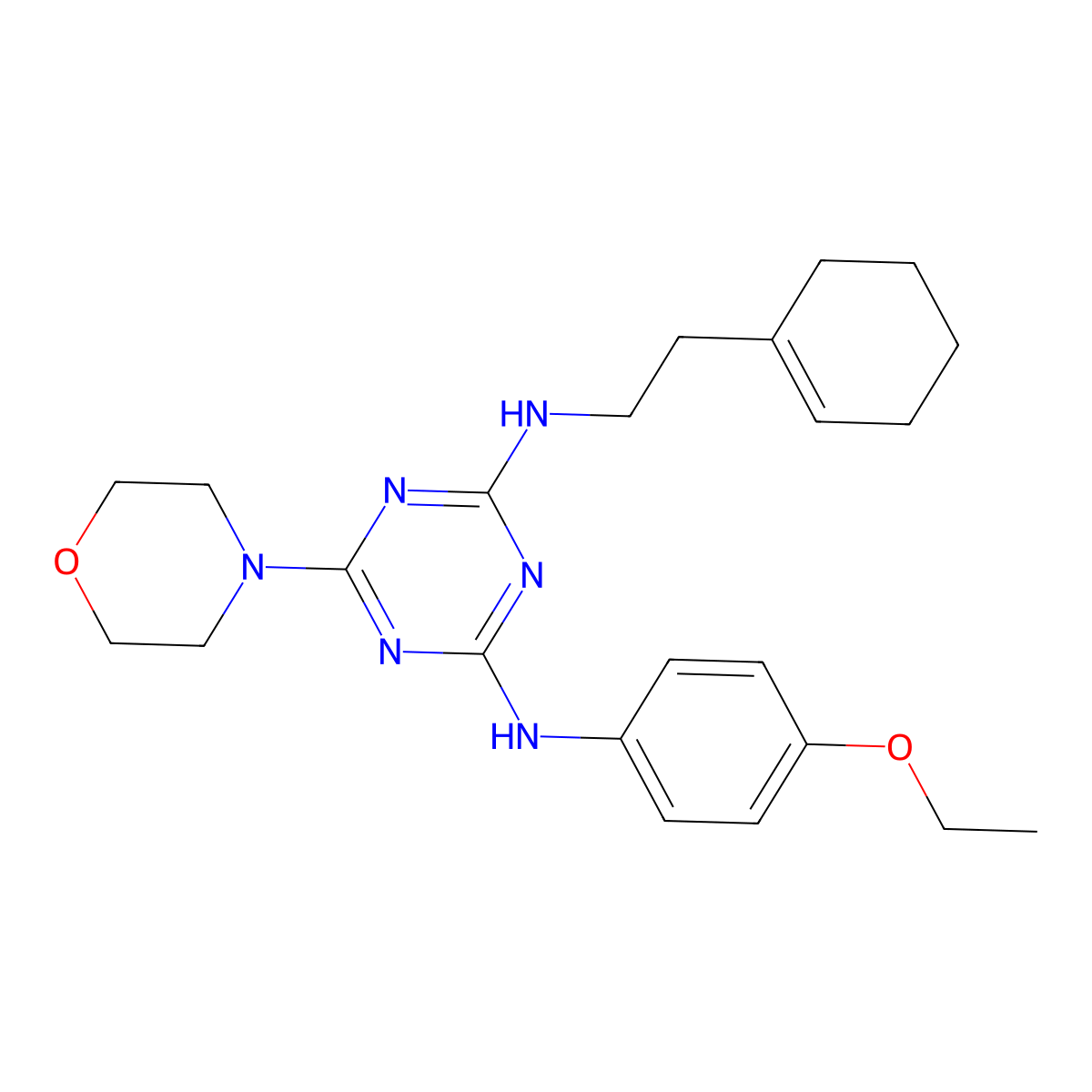 N2-(2-(cyclohex-1-en-1-yl)ethyl)-N4-(4-ethoxyphenyl)-6-morpholino-1,3,5-triazine-2,4-diamine molecular structure, CAS 422536-35-4