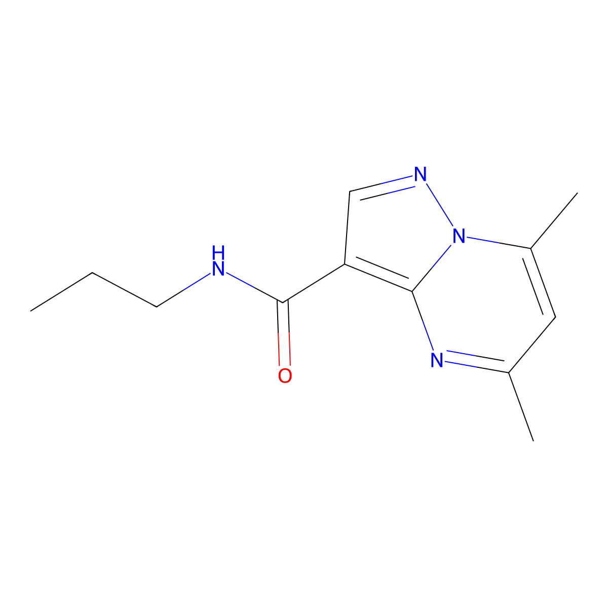 5,7-dimethyl-N-propylpyrazolo[1,5-a]pyrimidine-3-carboxamide molecular structure, CAS 422537-29-9