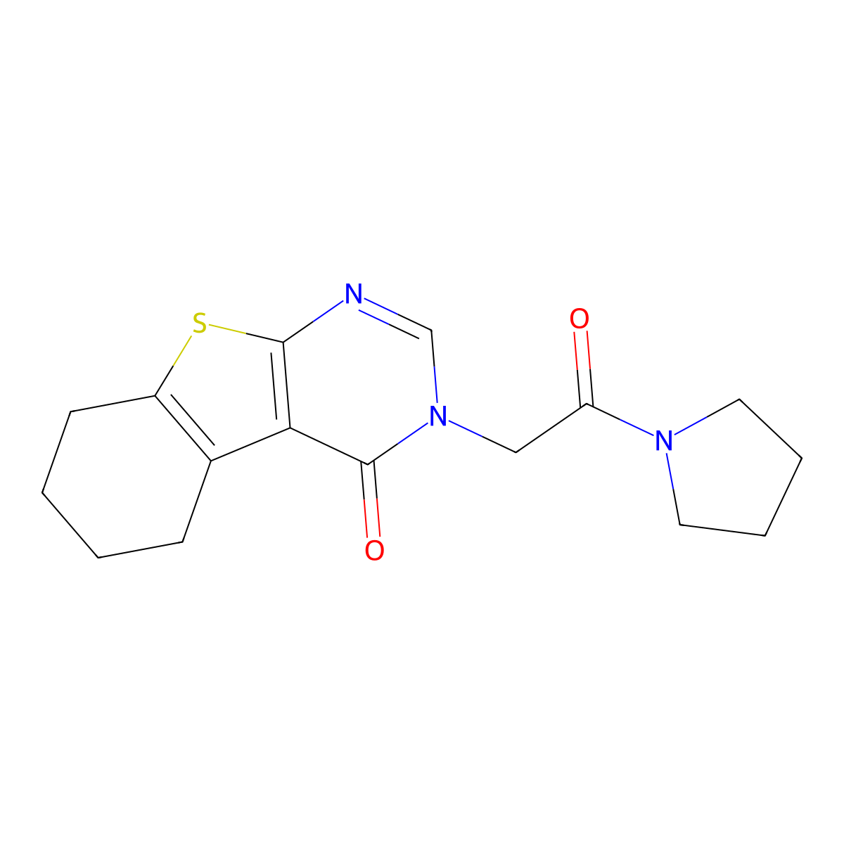 3-(2-Oxo-2-pyrrolidin-1-ylethyl)-5,6,7,8-tetrahydro-[1]benzothiolo[2,3-d]pyrimidin-4-one molecular structure, CAS 422538-22-5