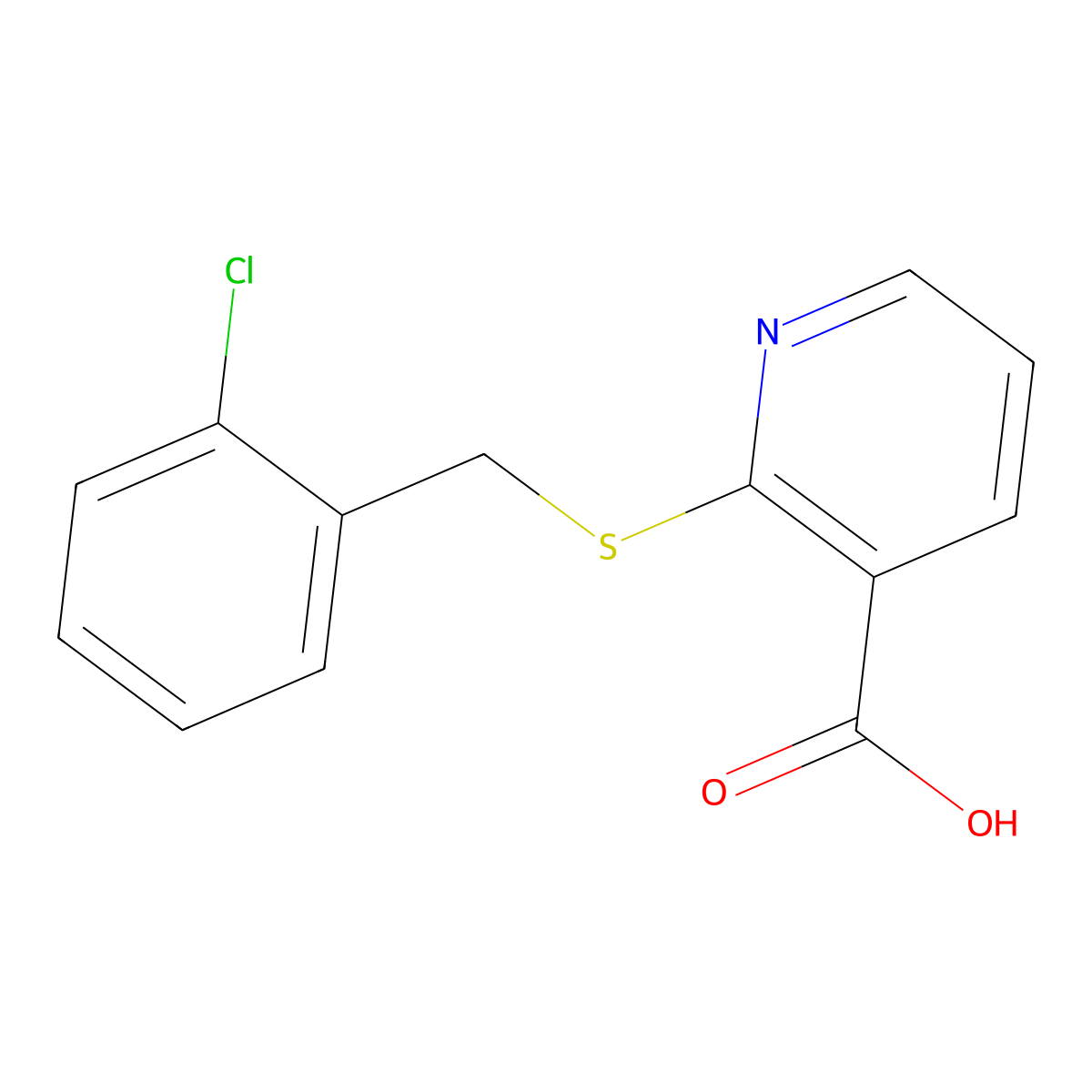 2-{[(2-Chlorophenyl)methyl]sulfanyl}pyridine-3-carboxylic acid molecular structure, CAS 422540-99-6