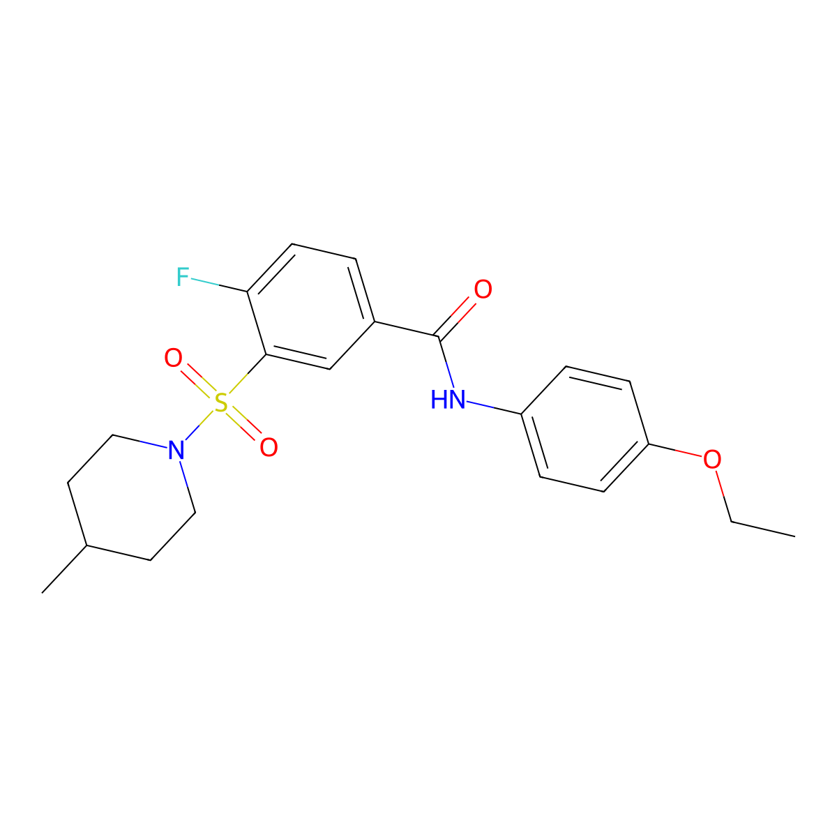 N-(4-ethoxyphenyl)-4-fluoro-3-(4-methylpiperidin-1-yl)sulfonylbenzamide molecular structure, CAS 422546-43-8