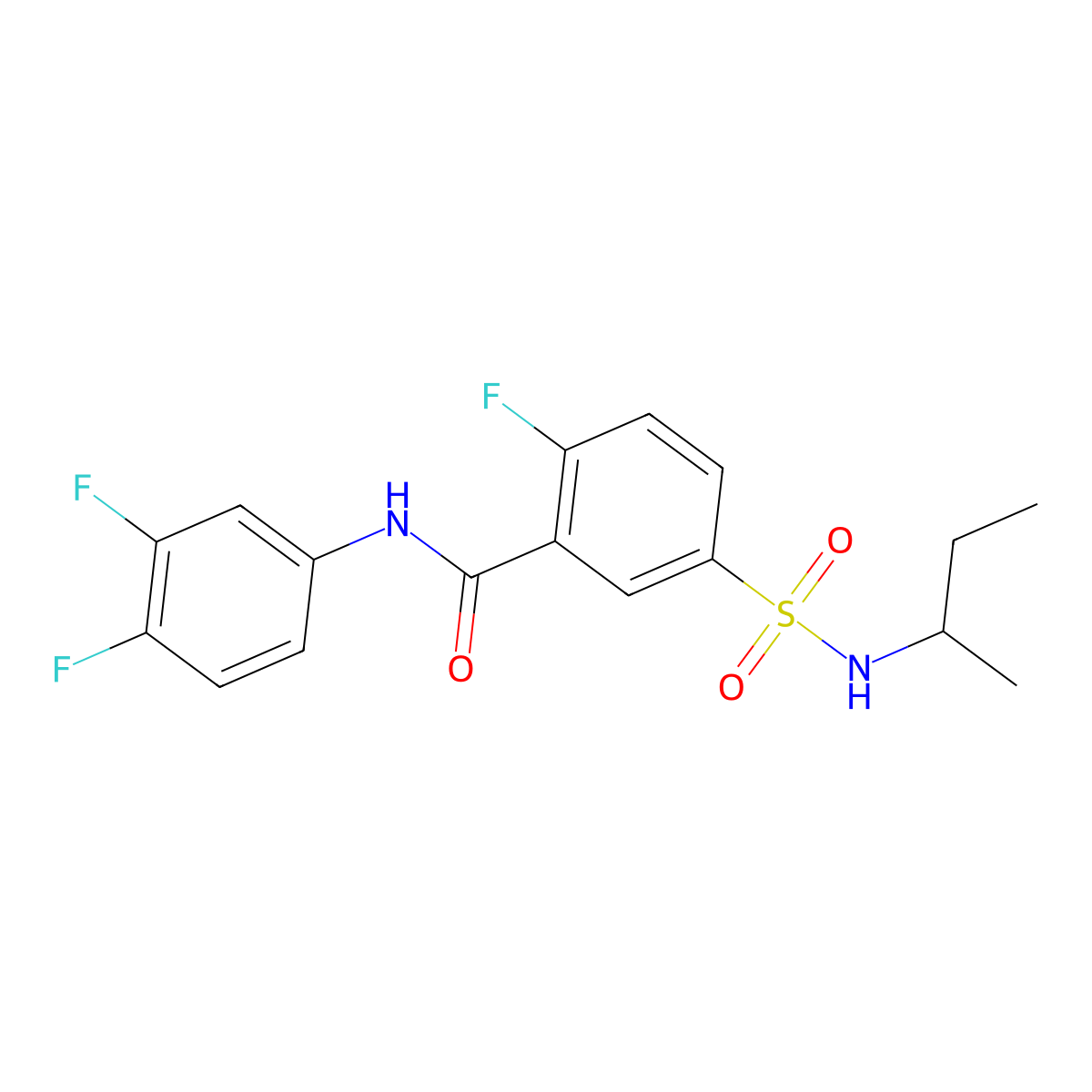 5-(butan-2-ylsulfamoyl)-N-(3,4-difluorophenyl)-2-fluorobenzamide molecular structure, CAS 422547-55-5