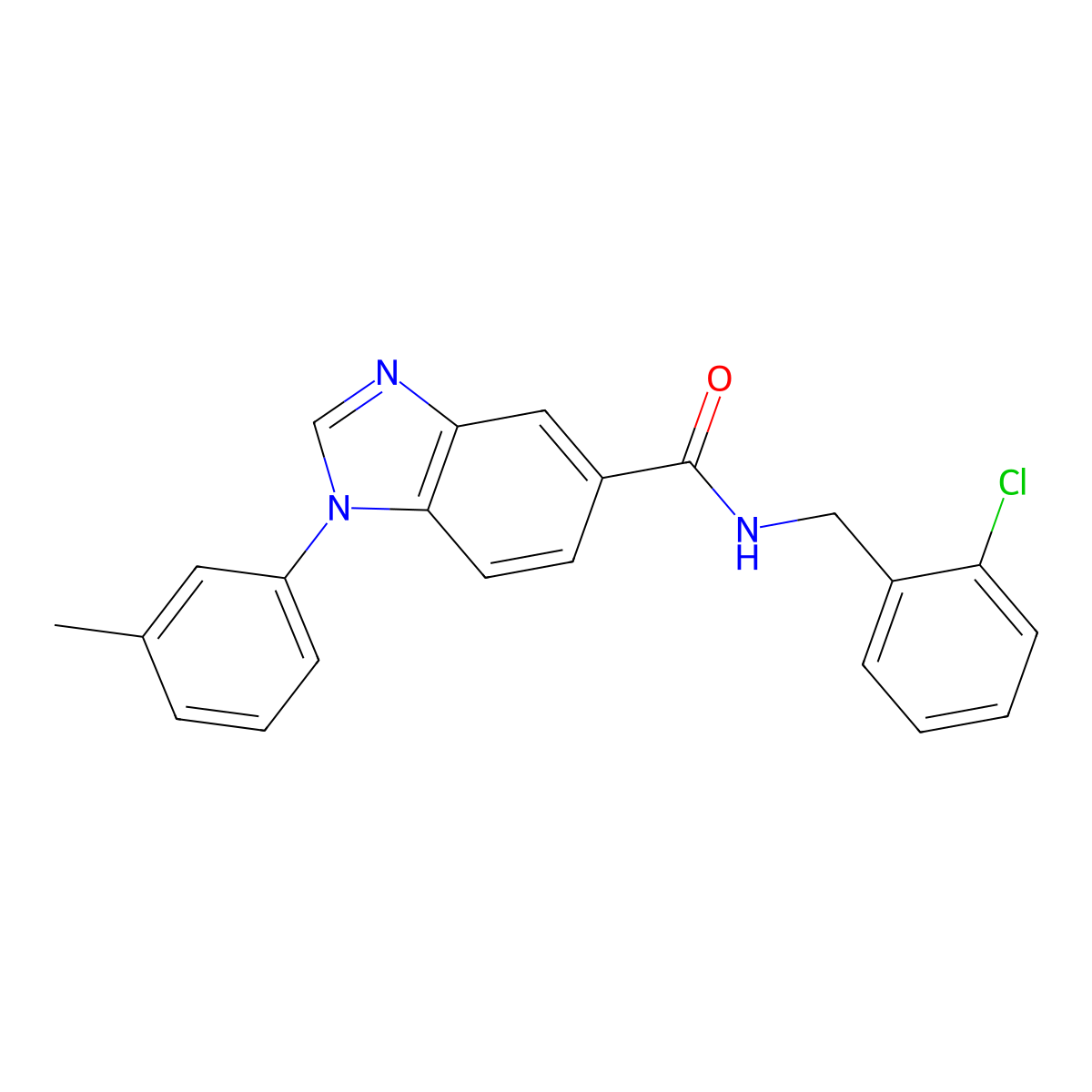 N-[(2-chlorophenyl)methyl]-1-(3-methylphenyl)-1H-1,3-benzodiazole-5-carboxamide molecular structure, CAS 422554-26-5
