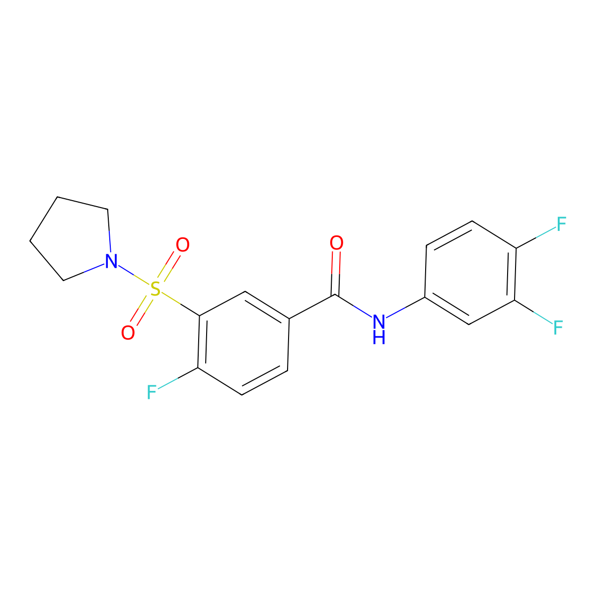 N-(3,4-Difluorophenyl)-4-fluoro-3-(pyrrolidin-1-ylsulfonyl)benzamide molecular structure, CAS 422554-93-6