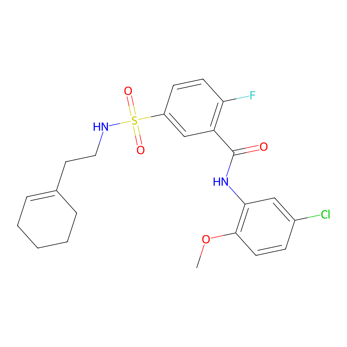 N-(5-chloro-2-methoxyphenyl)-5-[2-(cyclohexen-1-yl)ethylsulfamoyl]-2-fluorobenzamide molecular structure, CAS 422555-01-9