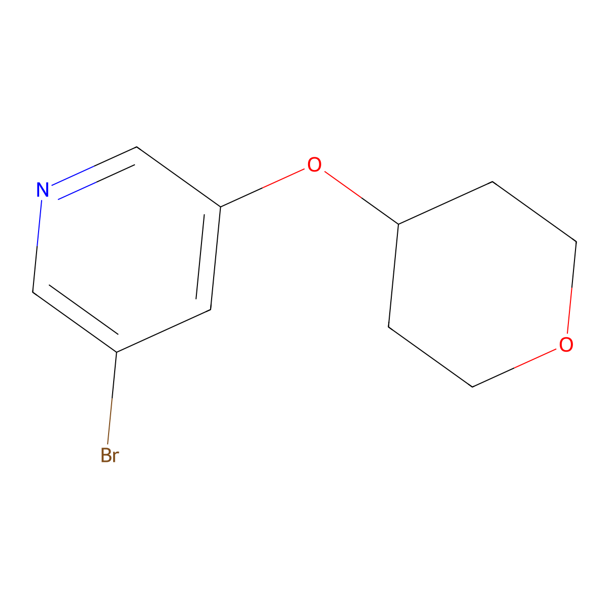 3-Bromo-5-((tetrahydro-2H-pyran-4-yl)oxy)pyridine molecular structure, CAS 422557-23-1