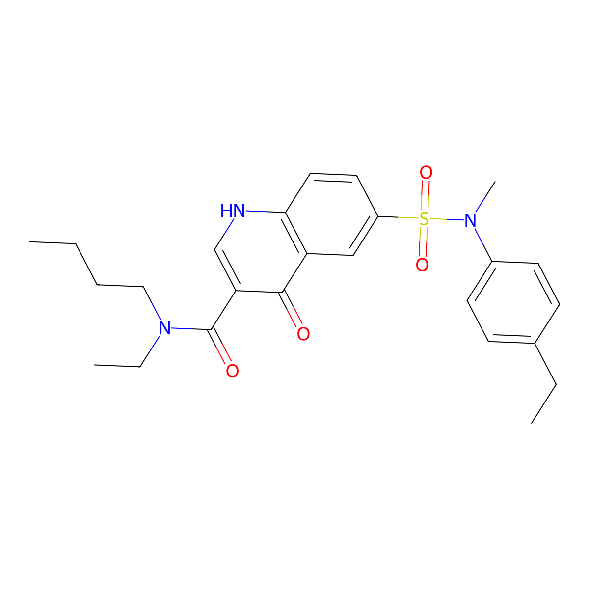 N-Butyl-N-ethyl-6-[[(4-ethylphenyl)methylamino]sulfonyl]-1,4-dihydro-4-oxo-3-quinolinecarboxamide molecular structure, CAS 422558-21-2