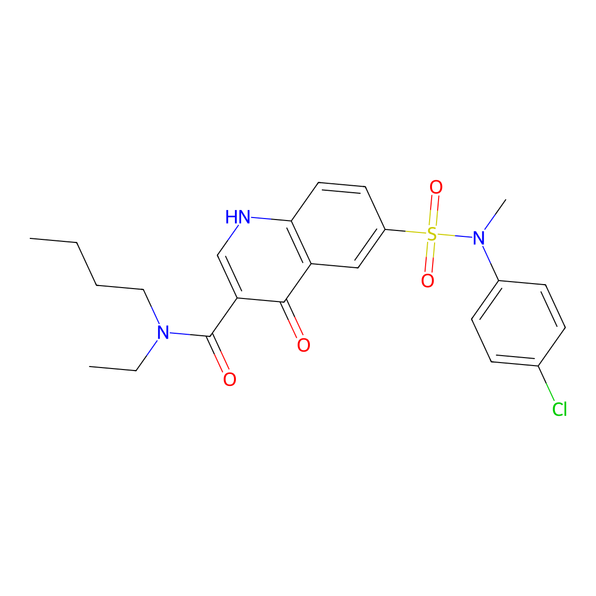 N-butyl-6-(N-(4-chlorophenyl)-N-methylsulfamoyl)-N-ethyl-4-oxo-1,4-dihydroquinoline-3-carboxamide molecular structure, CAS 422559-26-0