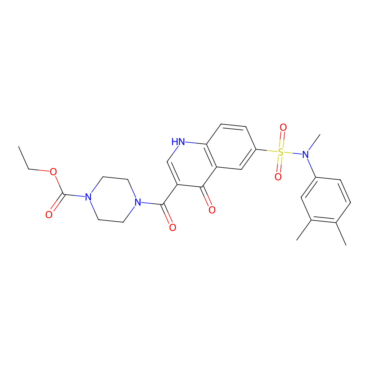 Ethyl 4-[[6-[[(3,4-Dimethylphenyl)methylamino]sulfonyl]-1,4-dihydro-4-oxo-3-quinolinyl]carbonyl]-1-piperazinecarboxylate molecular structure, CAS 422559-62-4
