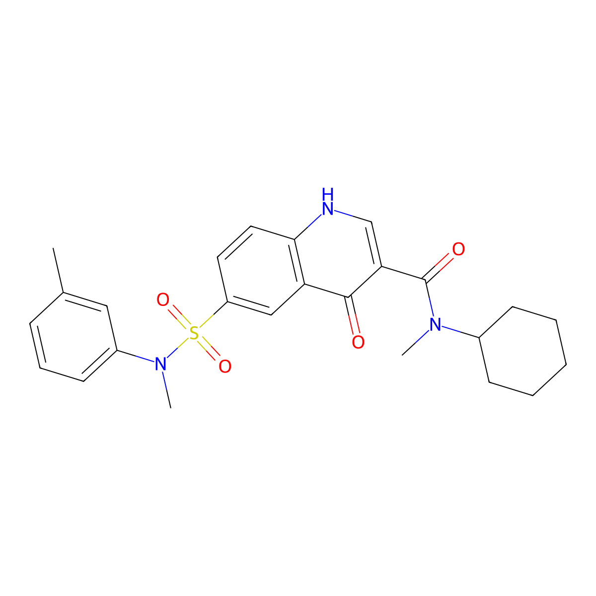 N-Cyclohexyl-1,4-dihydro-N-methyl-6-[[methyl(3-methylphenyl)amino]sulfonyl]-4-oxo-3-quinolinecarboxamide molecular structure, CAS 422560-28-9