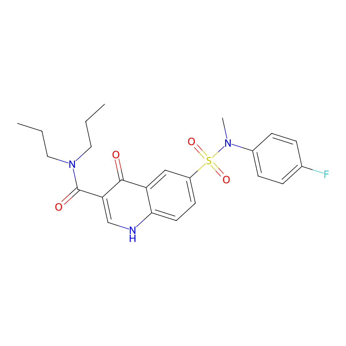 6-[[(4-Fluorophenyl)methylamino]sulfonyl]-1,4-dihydro-4-oxo-N,N-dipropyl-3-quinolinecarboxamide molecular structure, CAS 422560-31-4