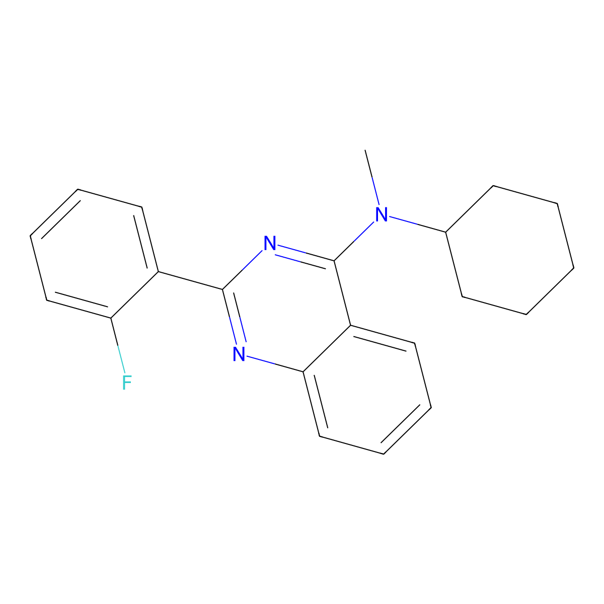 N-cyclohexyl-2-(2-fluorophenyl)-N-methylquinazolin-4-amine molecular structure, CAS 422561-19-1