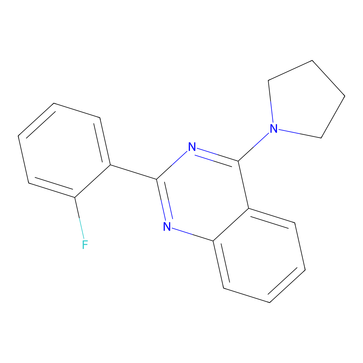 2-(2-Fluorophenyl)-4-pyrrolidin-1-ylquinazoline molecular structure, CAS 422561-25-9
