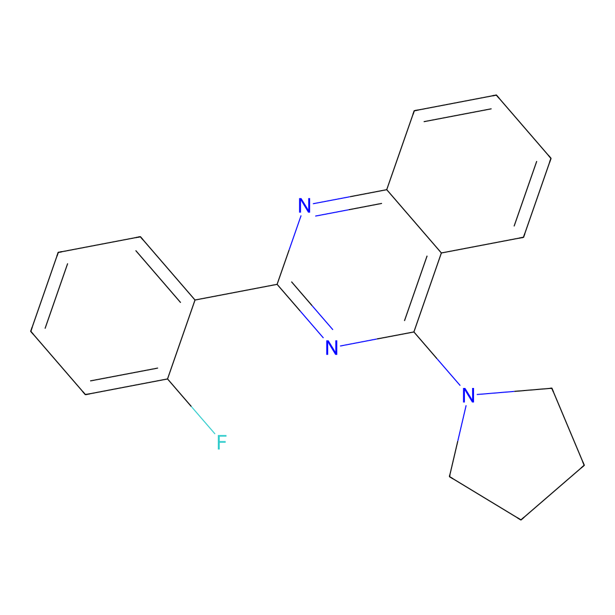 2-(2-Fluorophenyl)-4-pyrrolidin-1-ylquinazoline molecular structure, CAS 422561-25-9