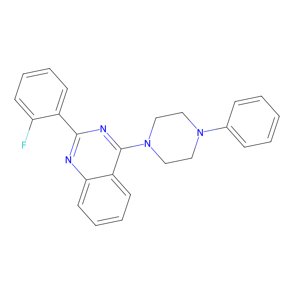 2-(2-Fluorophenyl)-4-(4-phenylpiperazin-1-yl)quinazoline molecular structure, CAS 422561-33-9