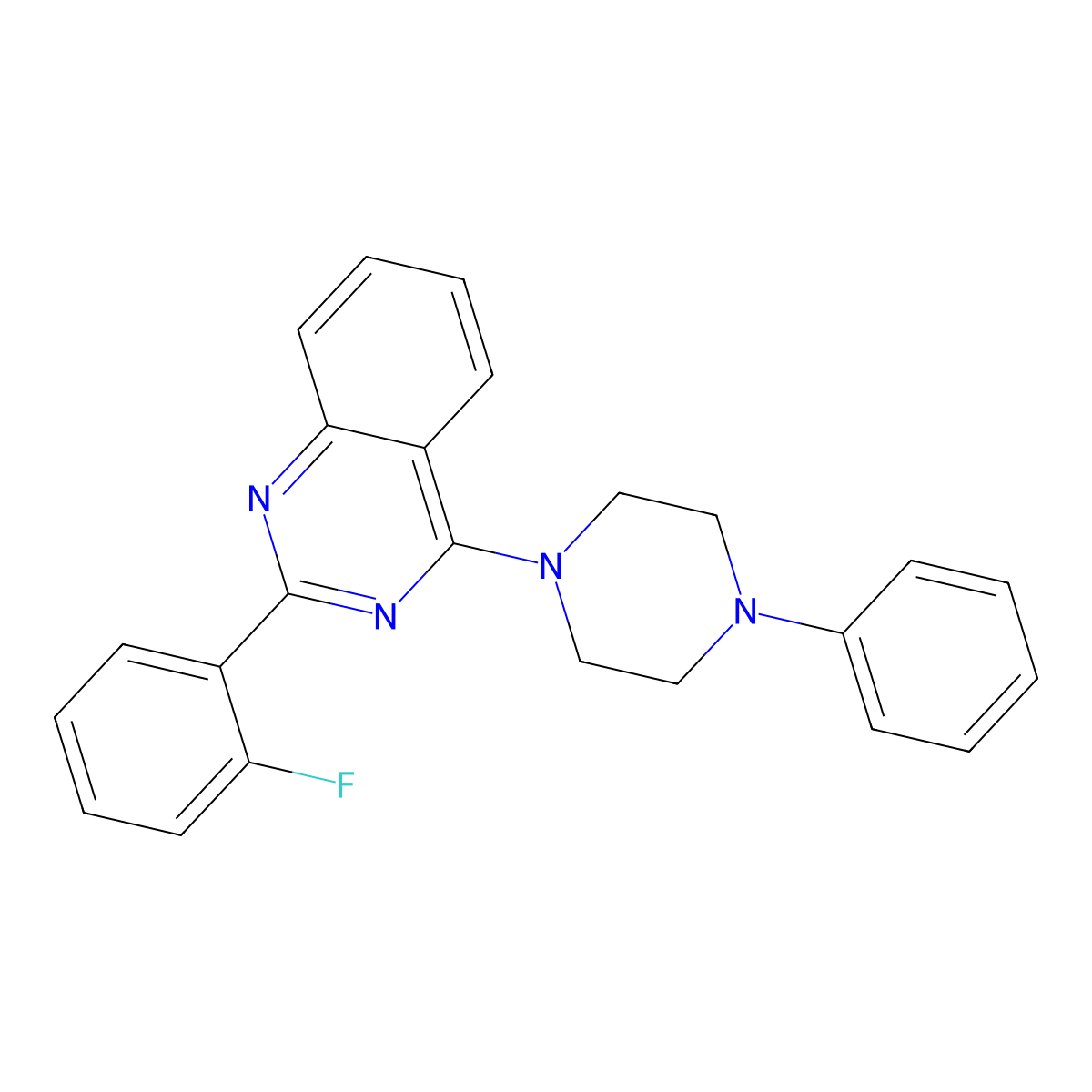2-(2-Fluorophenyl)-4-(4-phenylpiperazin-1-yl)quinazoline molecular structure, CAS 422561-33-9